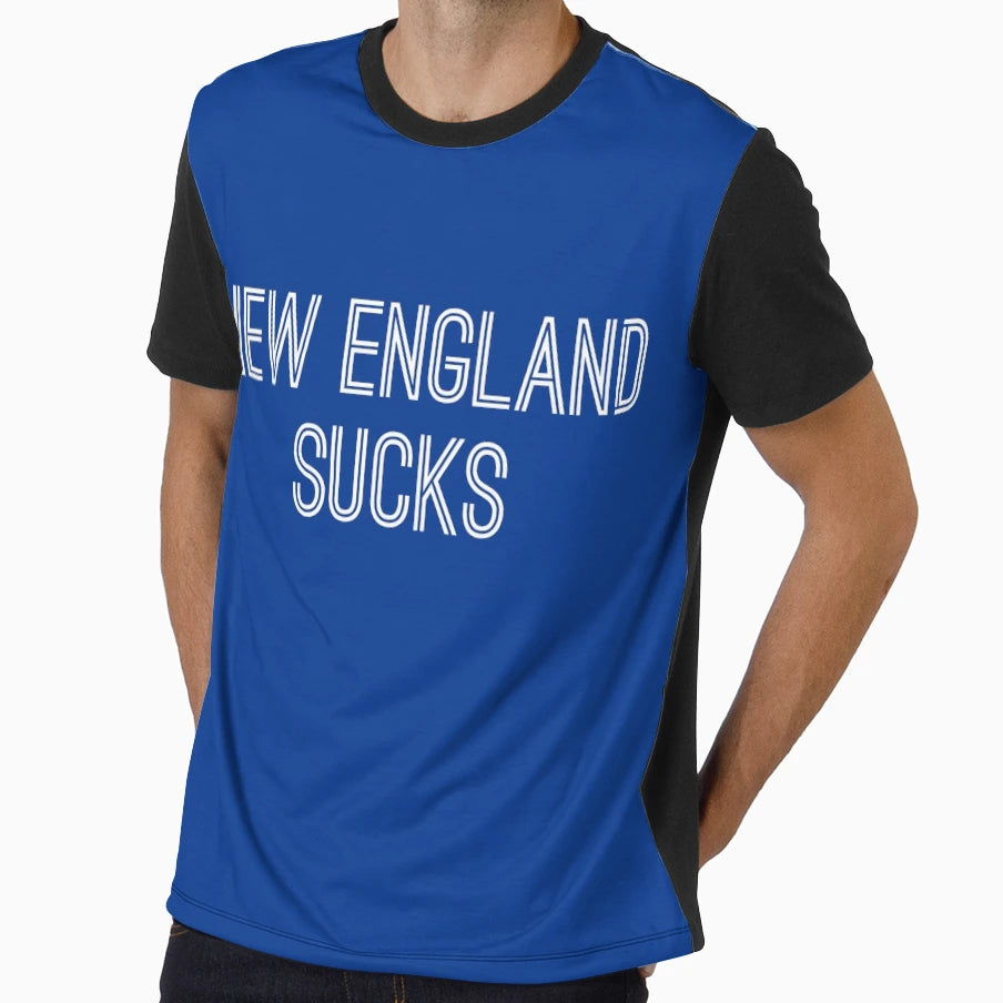 New England Sucks Blue White Buffalo T-Shirt - Novelty Apparel Unisex - T-Shirt, Sweatshirt, Hoodie