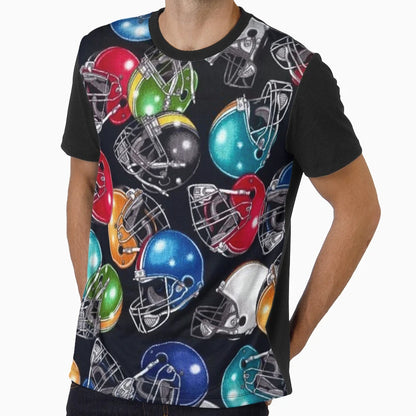 Sports Fan Football Helmets Collage T-Shirt - Fun Novelty Design for Adults - T-Shirt, Sweatshirt, Hoodie