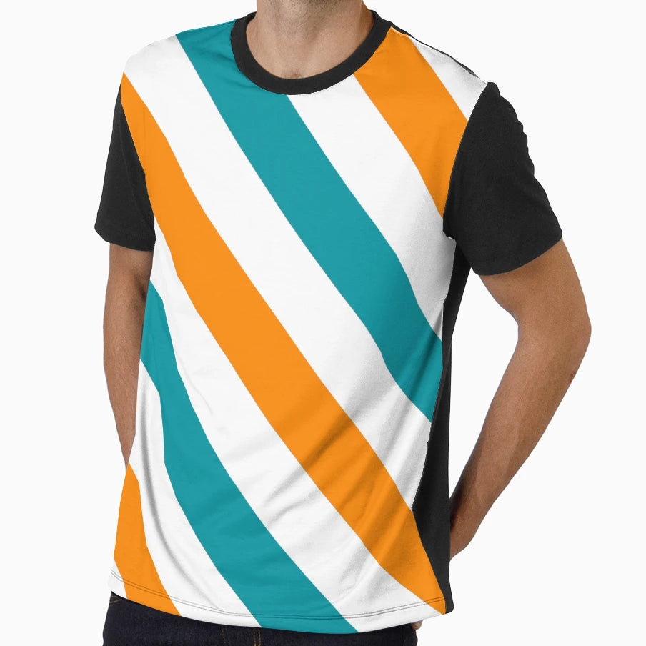 Green Orange Diagonal Stripes Pattern T-Shirt - Minimalist Print Unisex - T-Shirt, Sweatshirt, Hoodie