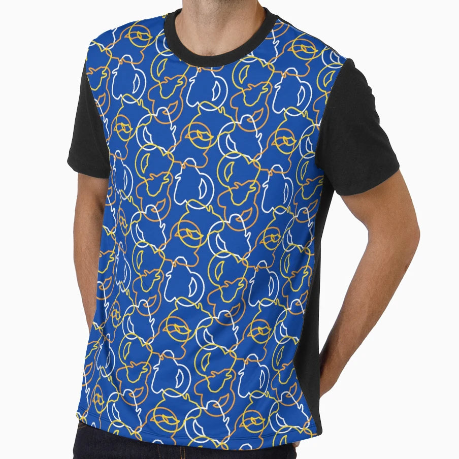 Rams Pattern Blue Background T-Shirt - Casual Everyday Wear Unisex - T-Shirt, Sweatshirt, Hoodie