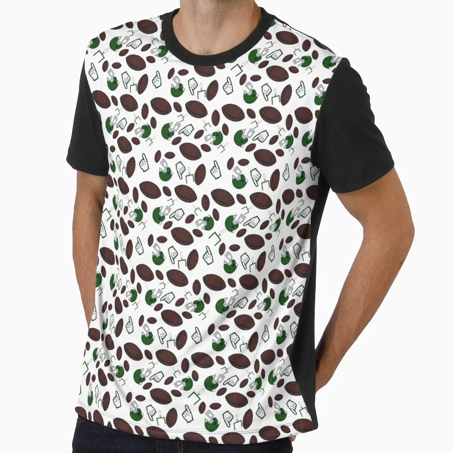 Football Seamless Pattern Green And T-Shirt - Minimalist Print for Adults - T-Shirt, Sweatshirt, Hoodie
