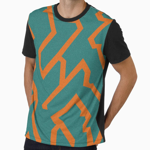 Orrosya Boho Geometric Teal And Orange T-Shirt - Novelty Apparel Unisex - T-Shirt, Sweatshirt, Hoodie