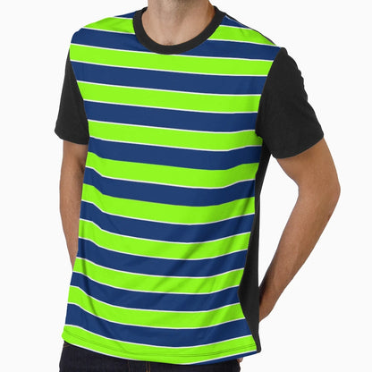 Lime Green And Dark Blue Horizontal T-Shirt - Casual Everyday Wear Unisex - T-Shirt, Sweatshirt, Hoodie