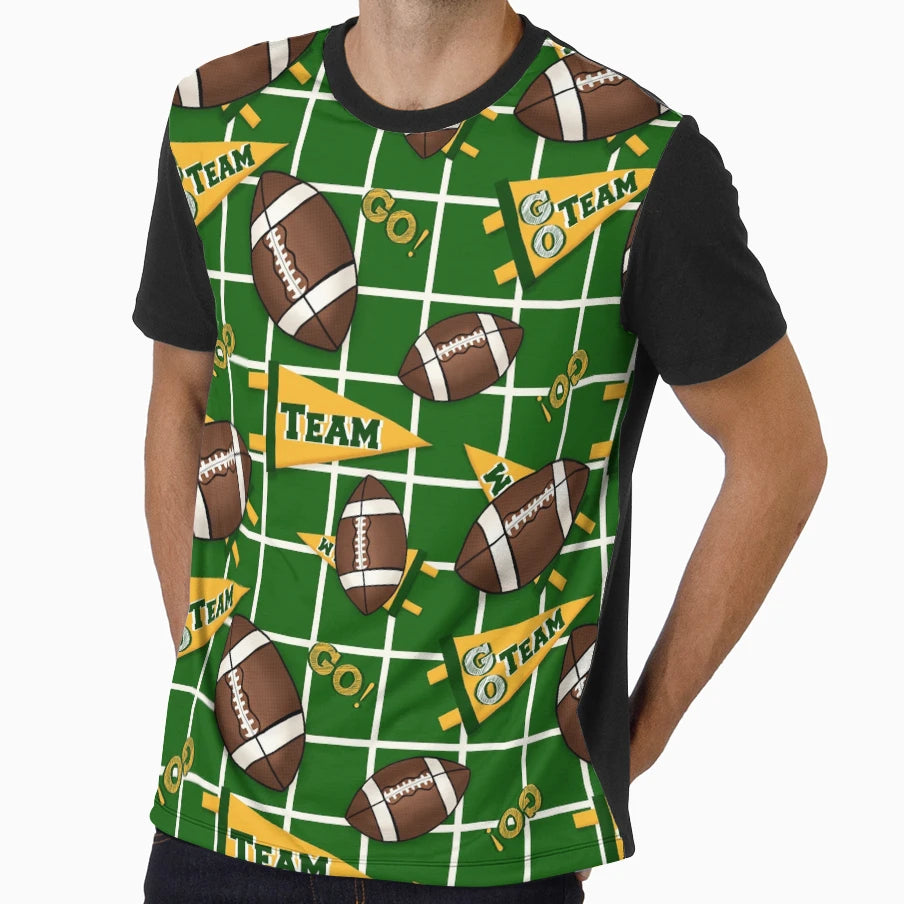Football Fan Gold Green T-Shirt - Graphic Print Men Women - T-Shirt, Sweatshirt, Hoodie