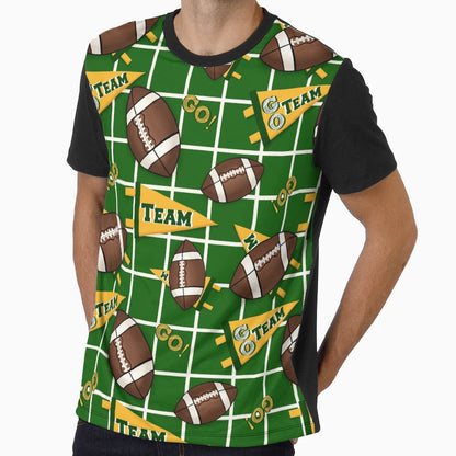 Football Fan Gold Green T-Shirt - Graphic Print Men Women - T-Shirt, Sweatshirt, Hoodie