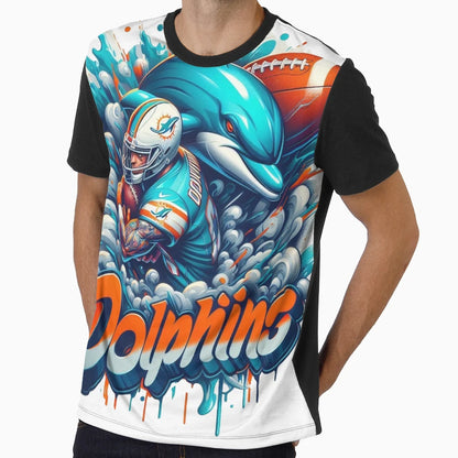 Miami Dolphins Graffiti T-Shirt - Custom Art Print Men Women - T-Shirt, Sweatshirt, Hoodie