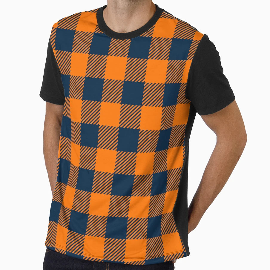 Orange Sailor Blue Large Buffalo Plaid T-Shirt - Novelty Apparel Men Women - T-Shirt, Sweatshirt, Hoodie