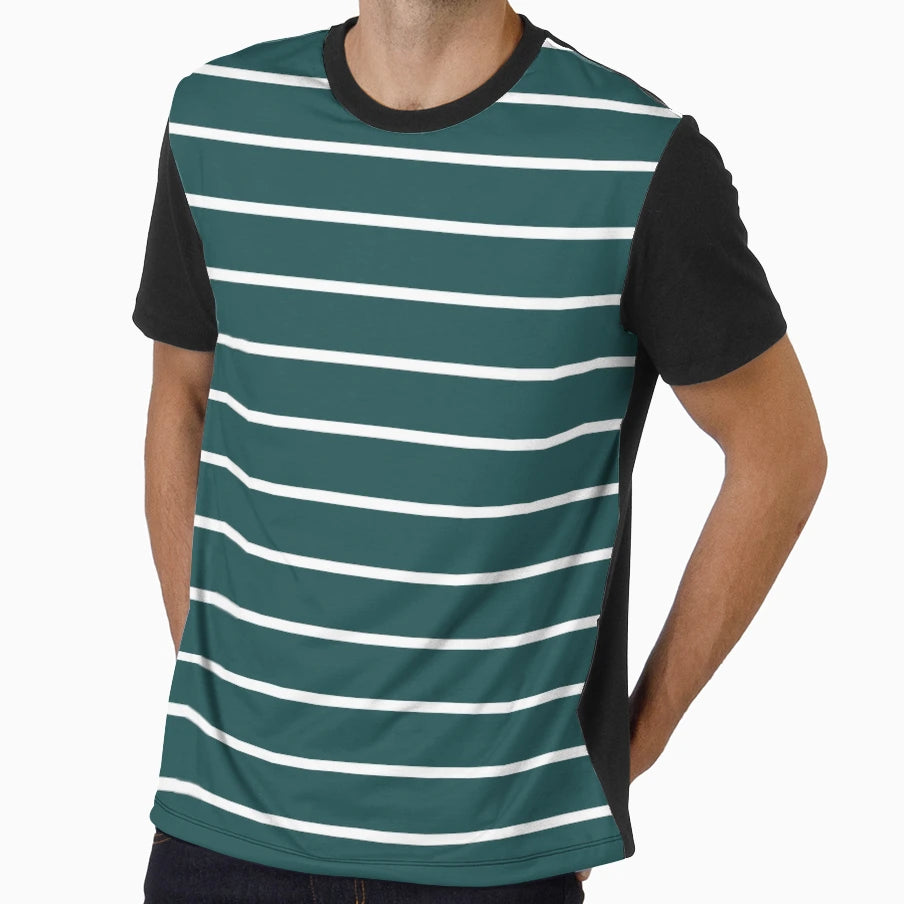 Teal Stripes T-Shirt - Casual Everyday Wear Men Women - T-Shirt, Sweatshirt, Hoodie