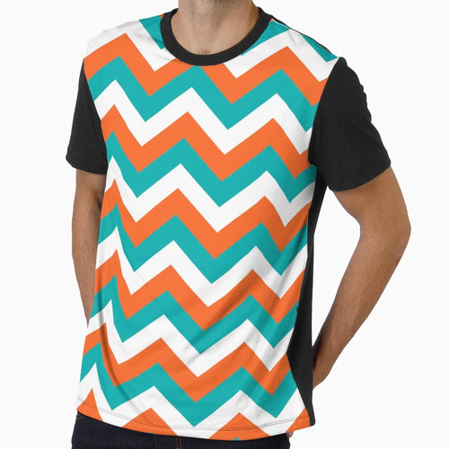 Teal Orange Chevron Pattern T-Shirt - Fun Novelty Design for Adults - T-Shirt, Sweatshirt, Hoodie