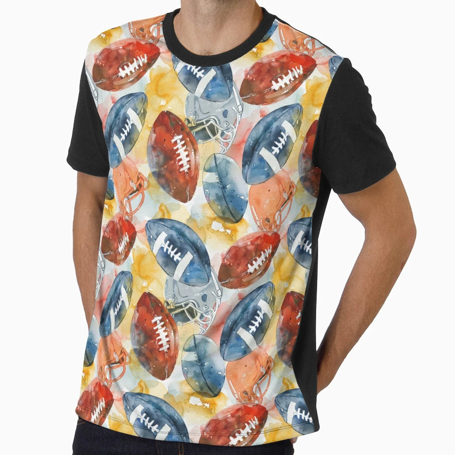 Watercolor American Football T-Shirt - Graphic Print Men Women - T-Shirt, Sweatshirt, Hoodie