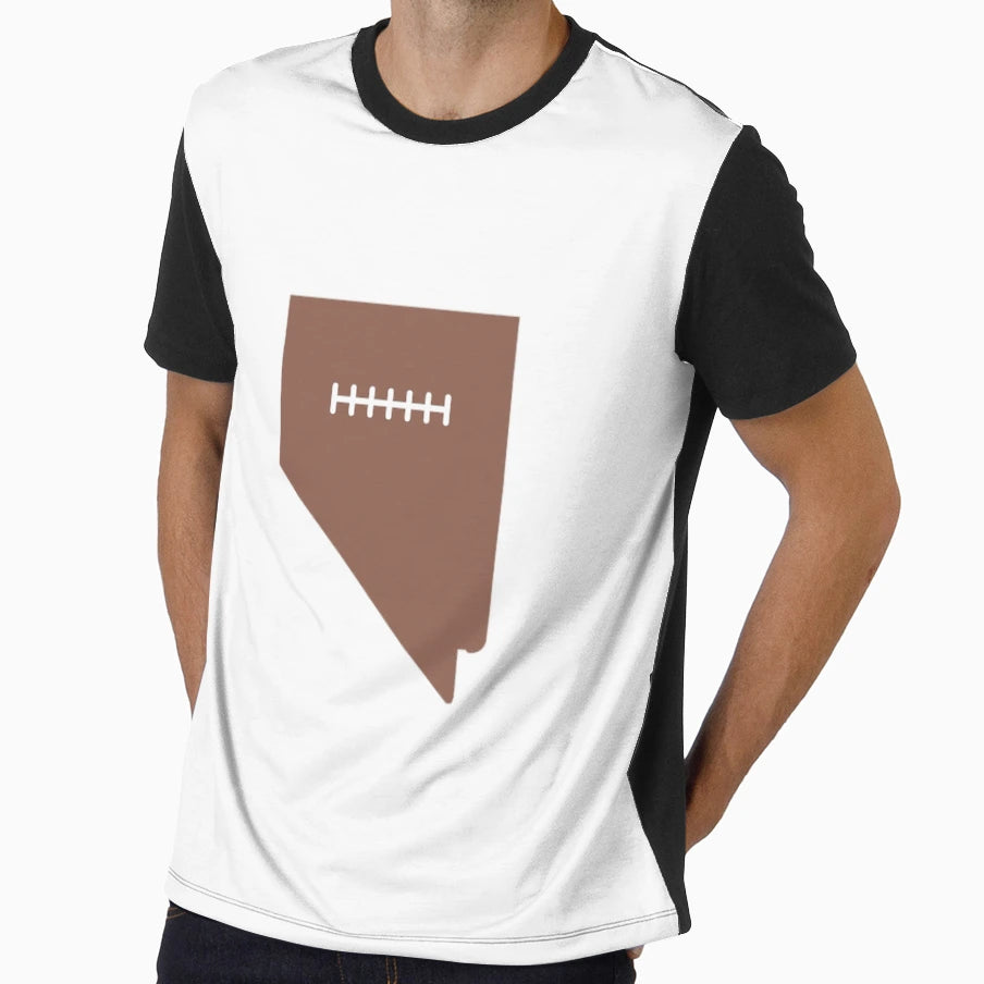 Nevada State Outline Football Stitch T-Shirt - Unique Graphic Unisex - T-Shirt, Sweatshirt, Hoodie