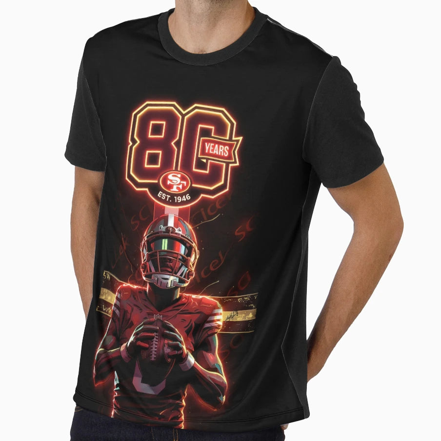San Francisco Football 80 Years T-Shirt - Novelty Apparel Unisex - T-Shirt, Sweatshirt, Hoodie
