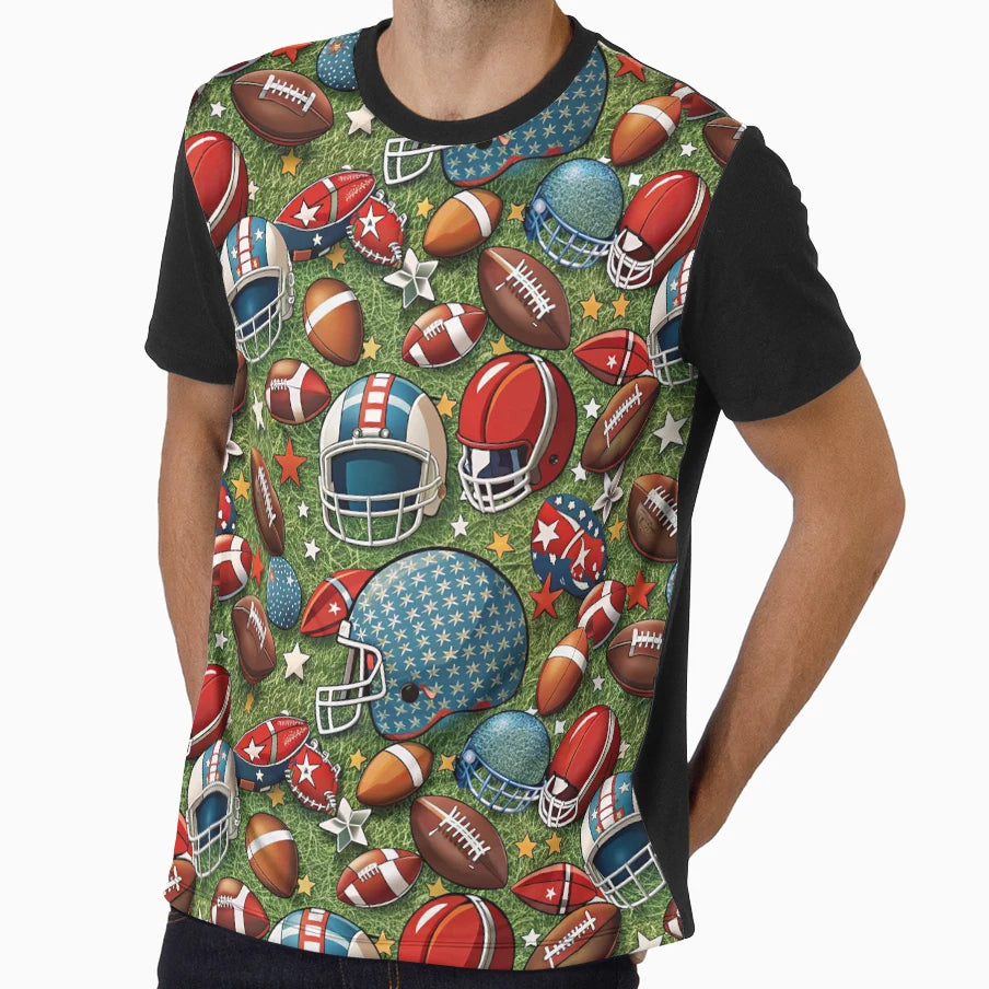 Football Pattern T-Shirt - Casual Everyday Wear for Adults - T-Shirt, Sweatshirt, Hoodie