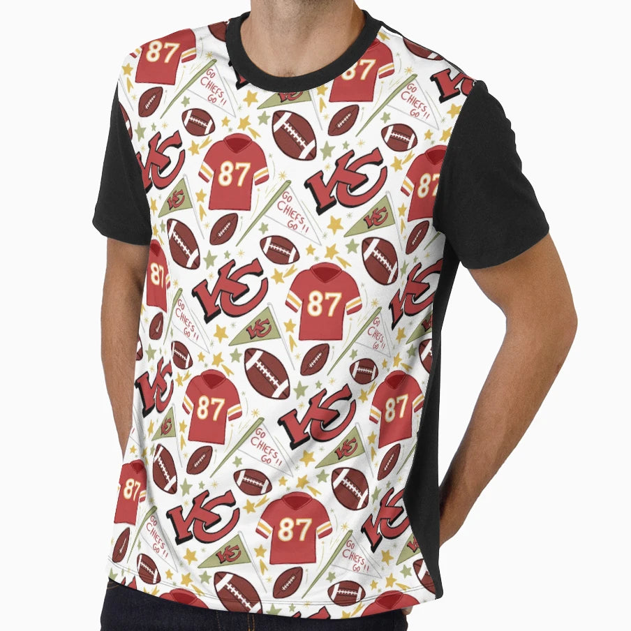 TK Chiefs Pattern White T-Shirt - Trendy Graphic Unisex - T-Shirt, Sweatshirt, Hoodie