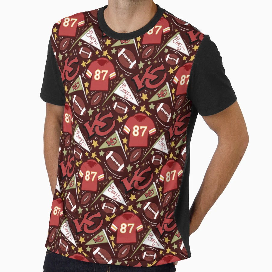 TK Chiefs Pattern Dark Red T-Shirt - Trendy Graphic Unisex - T-Shirt, Sweatshirt, Hoodie