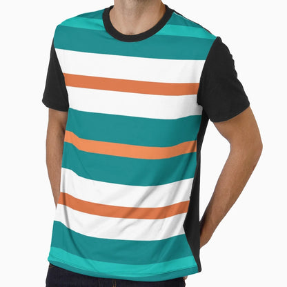 Orange And Teal Stripes T-Shirt - Fun Novelty Design for Adults - T-Shirt, Sweatshirt, Hoodie