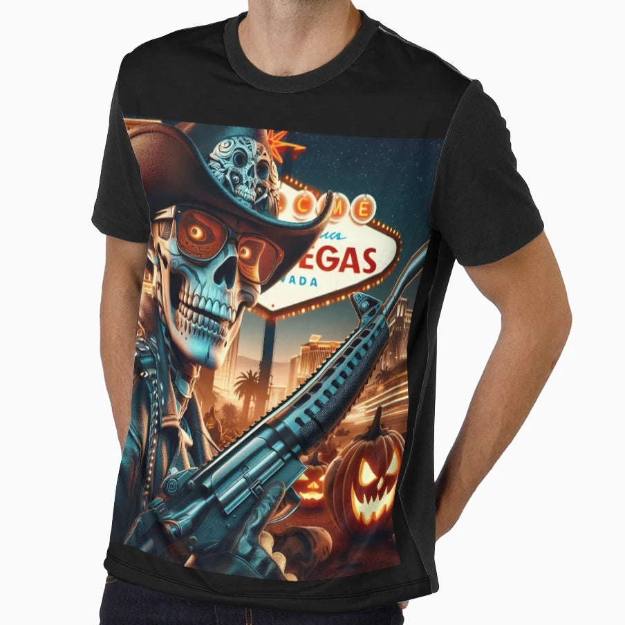 Halloween Skeleton Cowboy Fury Blaze T-Shirt - Graphic Print Men Women - T-Shirt, Sweatshirt, Hoodie