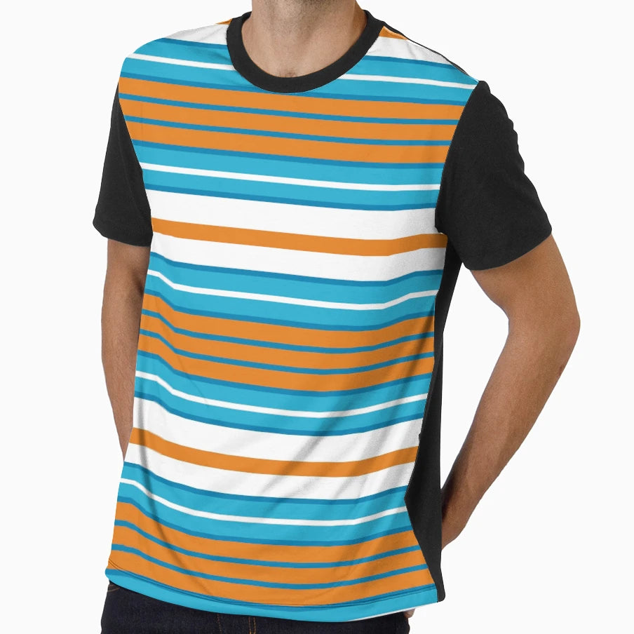 Orange And Blue Stripe Seamless Repeat T-Shirt - Trendy Graphic Men Women - T-Shirt, Sweatshirt, Hoodie