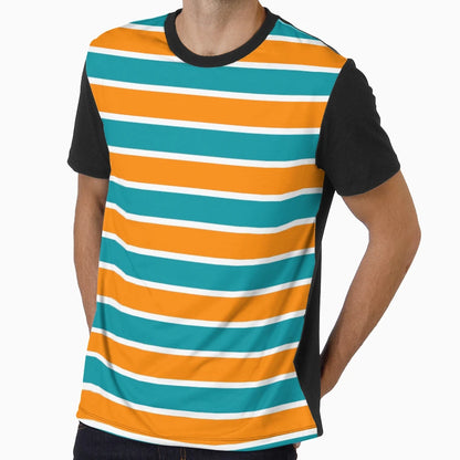 Teal Orange Stripes Pattern T-Shirt - Streetwear Style Men Women - T-Shirt, Sweatshirt, Hoodie