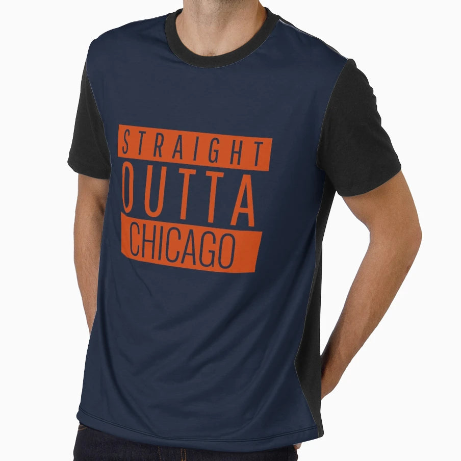 Straight Outta Chicago Football T-Shirt - Novelty Apparel for Adults - T-Shirt, Sweatshirt, Hoodie