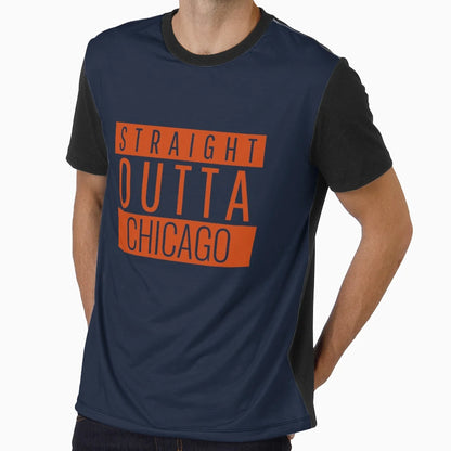 Straight Outta Chicago Football T-Shirt - Novelty Apparel for Adults - T-Shirt, Sweatshirt, Hoodie