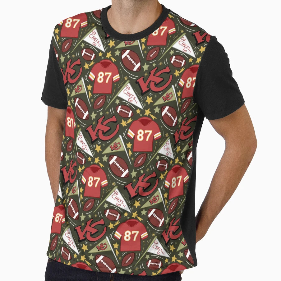 TK Chiefs Pattern Khaki Green T-Shirt - Fun Novelty Design Men Women - T-Shirt, Sweatshirt, Hoodie