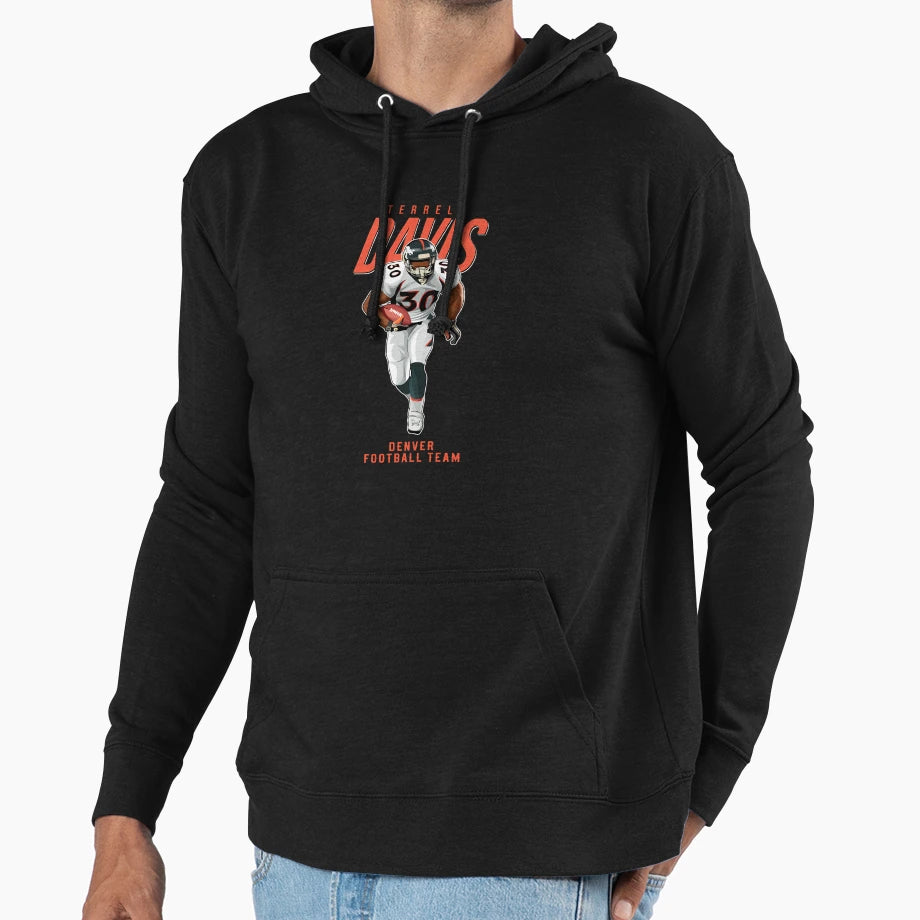 Terrell Davis 30 Denver Football Team Hoodie - Unique Graphic for Adults - T-Shirt, Sweatshirt, Hoodie
