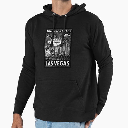 Las Vegas Usa Linocut Hoodie - Minimalist Print Men Women - T-Shirt, Sweatshirt, Hoodie