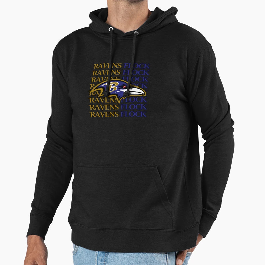 Baltimore Ravens Head Ravens Flock Hoodie - Custom Art Print Unisex - T-Shirt, Sweatshirt, Hoodie