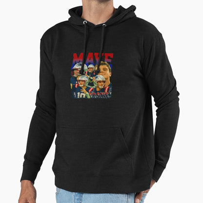 Maye New England Football Bootleg Hoodie - Fun Novelty Design for Adults - T-Shirt, Sweatshirt, Hoodie