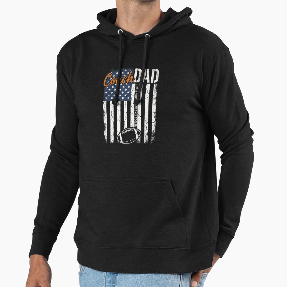 Coach Dad American Flag Father Hoodie - Streetwear Style for Adults - T-Shirt, Sweatshirt, Hoodie