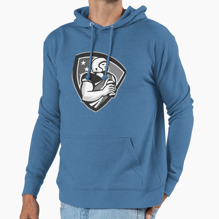 American Football Ball Shield Hoodie - Fun Novelty Design for Adults - T-Shirt, Sweatshirt, Hoodie