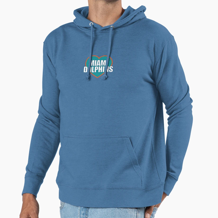 Miami Dolphins Heart Hoodie - Graphic Print Men Women - T-Shirt, Sweatshirt, Hoodie