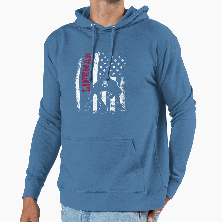 American Football Lineman Offensive Hoodie - Graphic Print for Adults - T-Shirt, Sweatshirt, Hoodie