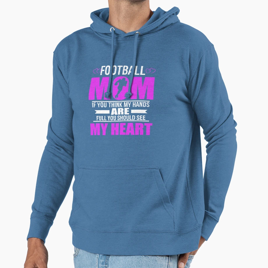 Football Moms Full Heart Mothers Day T-Shirt - Fun Novelty Design Unisex - T-Shirt, Sweatshirt, Hoodie