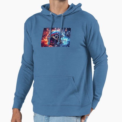 Buffalo Bills Helmet Fiery And Icy Skyline Hoodie - Graphic Print Unisex - T-Shirt, Sweatshirt, Hoodie