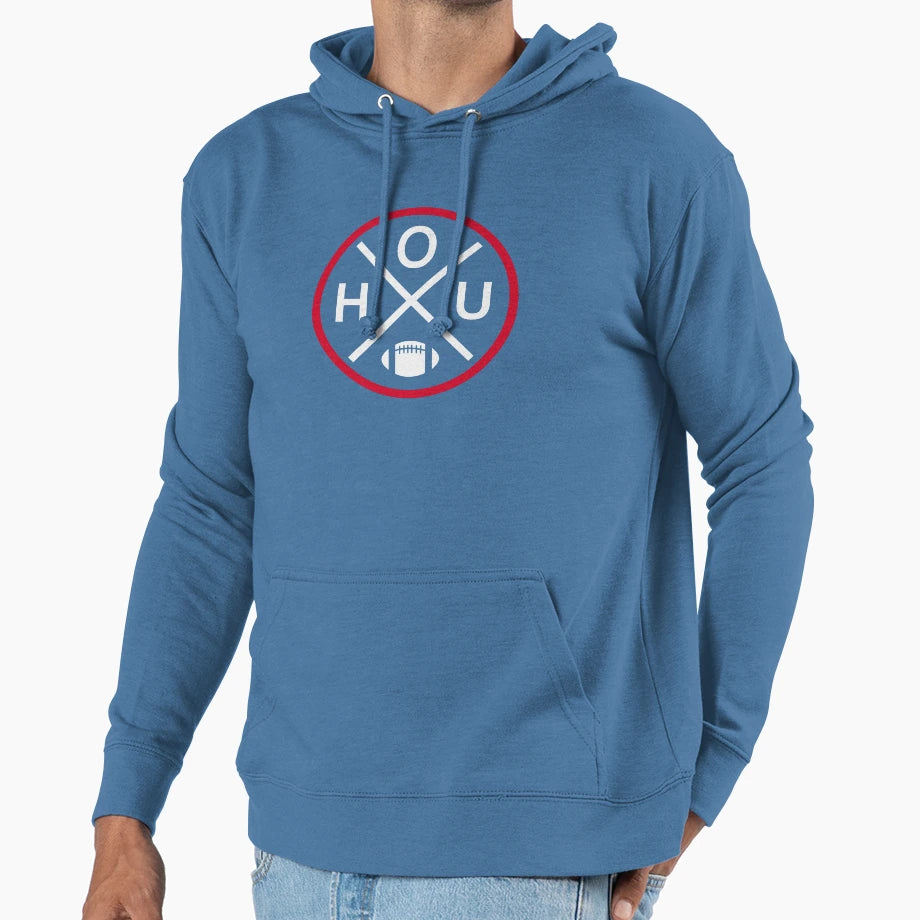 Houston Football Emblem Hou Hoodie - Custom Art Print Men Women - T-Shirt, Sweatshirt, Hoodie