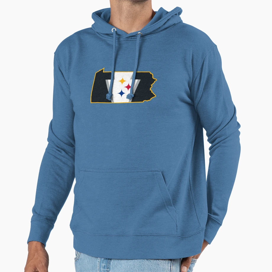 Pittsburgh Football Keystone Flag Map Hoodie - Aesthetic Graphic Men Women - T-Shirt, Sweatshirt, Hoodie