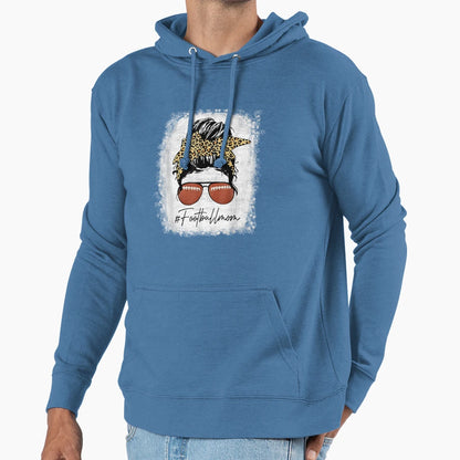 Bleached Football Mom Life Leopard Hoodie - Streetwear Style for Adults - T-Shirt, Sweatshirt, Hoodie