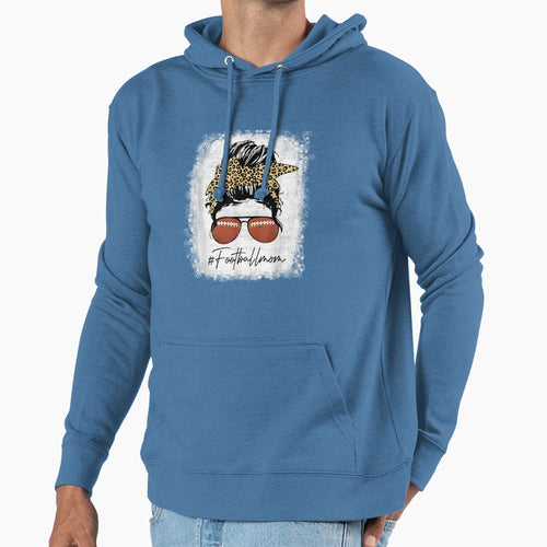 Bleached Football Mom Life Leopard Hoodie - Streetwear Style for Adults - T-Shirt, Sweatshirt, Hoodie