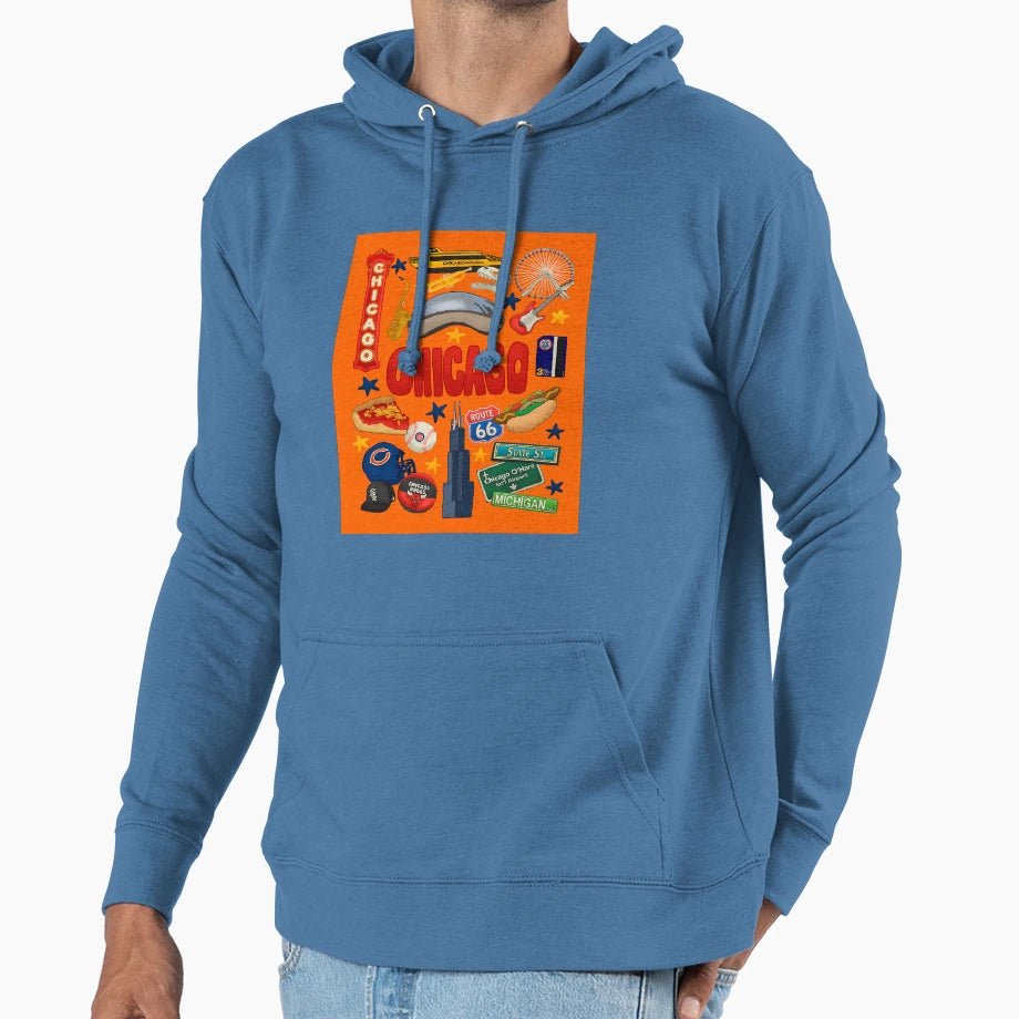 Chicago Icons Hoodie - Streetwear Style Men Women - T-Shirt, Sweatshirt, Hoodie