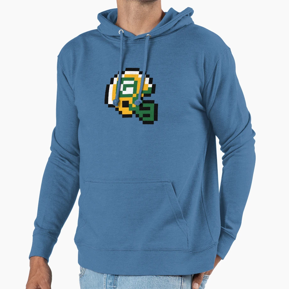 Green Bay Packers 8 Bit Football Helmet Only Hoodie - Trendy Graphic Unisex - T-Shirt, Sweatshirt, Hoodie