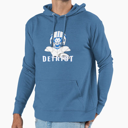 Detroit Football Lion Helmet Mascot Hoodie - Graphic Print for Adults - T-Shirt, Sweatshirt, Hoodie