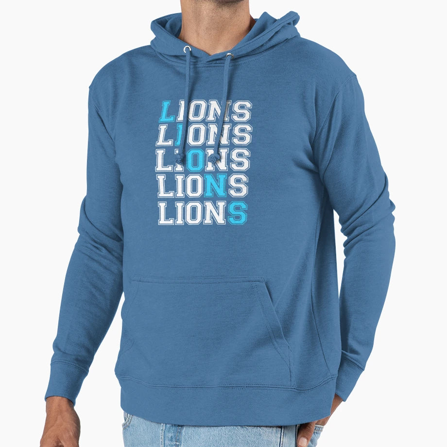Detroit Lions Repeat Pattern Hoodie - Streetwear Style Unisex - T-Shirt, Sweatshirt, Hoodie