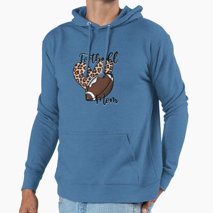 Leopard Heart Football Mom Hoodie - Aesthetic Graphic Men Women - T-Shirt, Sweatshirt, Hoodie