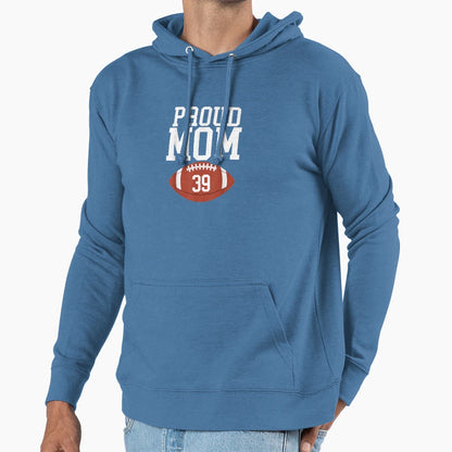 Proud Mom Football 39 Jersey Number Hoodie - Minimalist Print for Adults - T-Shirt, Sweatshirt, Hoodie