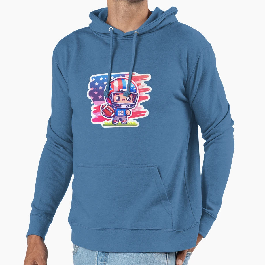 American Football Cartoon Hoodie - Graphic Print Unisex - T-Shirt, Sweatshirt, Hoodie