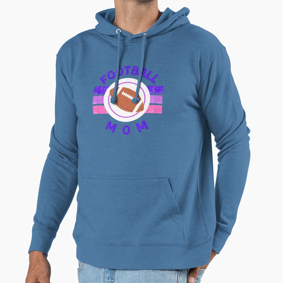 Football Mom Sports Mom Mom Life Purple Hoodie - Aesthetic Graphic Unisex - T-Shirt, Sweatshirt, Hoodie