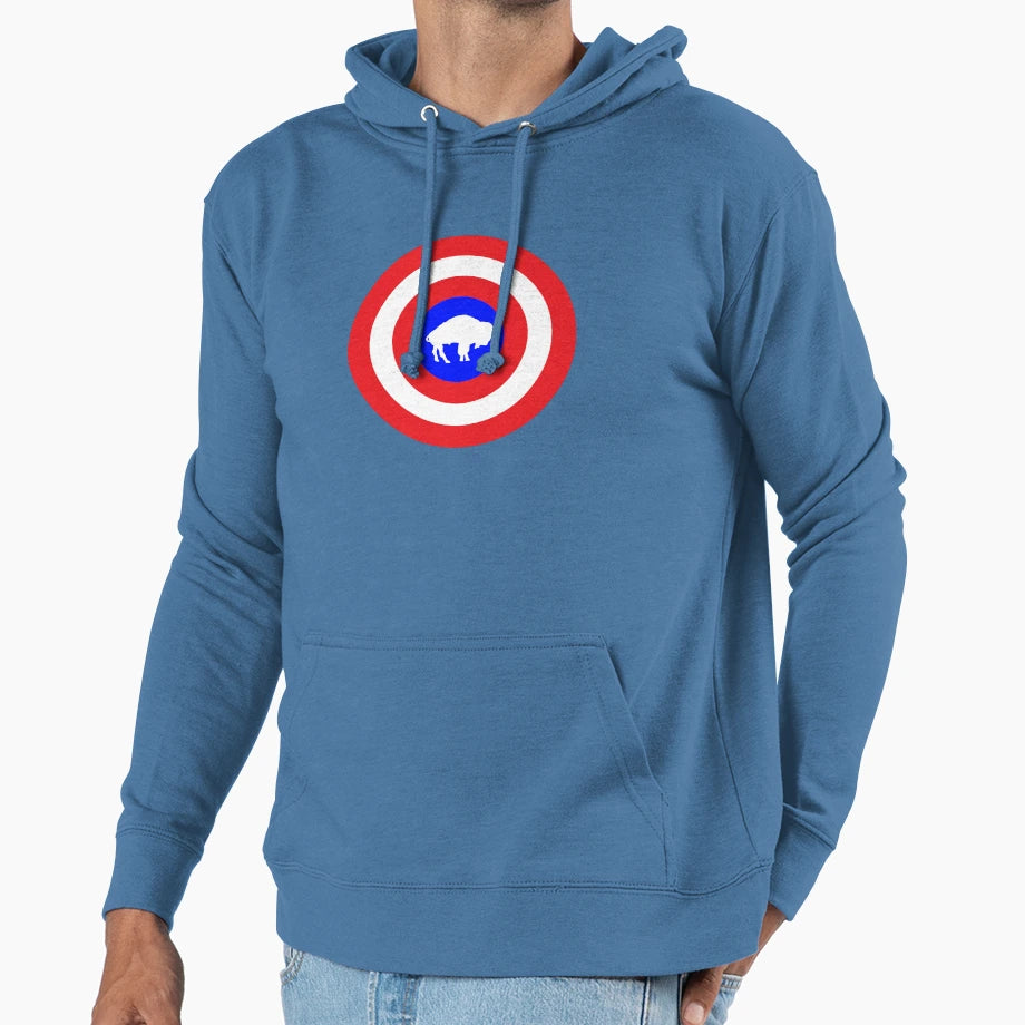 Captain Buffalo Hoodie - Novelty Apparel Unisex - T-Shirt, Sweatshirt, Hoodie