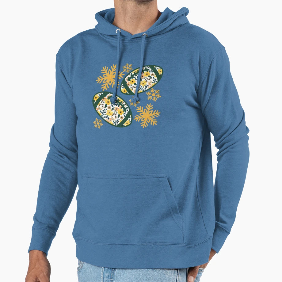 Football Green And Gold Winter Hoodie - Aesthetic Graphic for Adults - T-Shirt, Sweatshirt, Hoodie